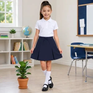 Girls Pull-On Pleated School Skirt
